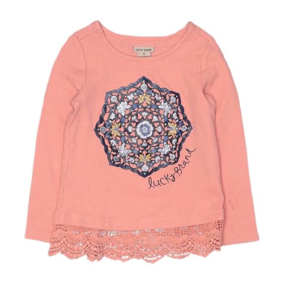 Lucky Brand Long Sleeve Thermal Graphic Top Girls Size 5 - Picture 1 of 3